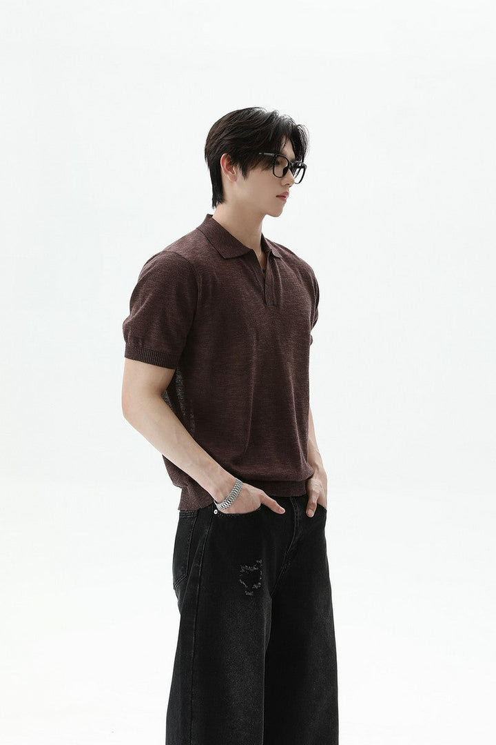 Textured V-Neck Lightweight Tee