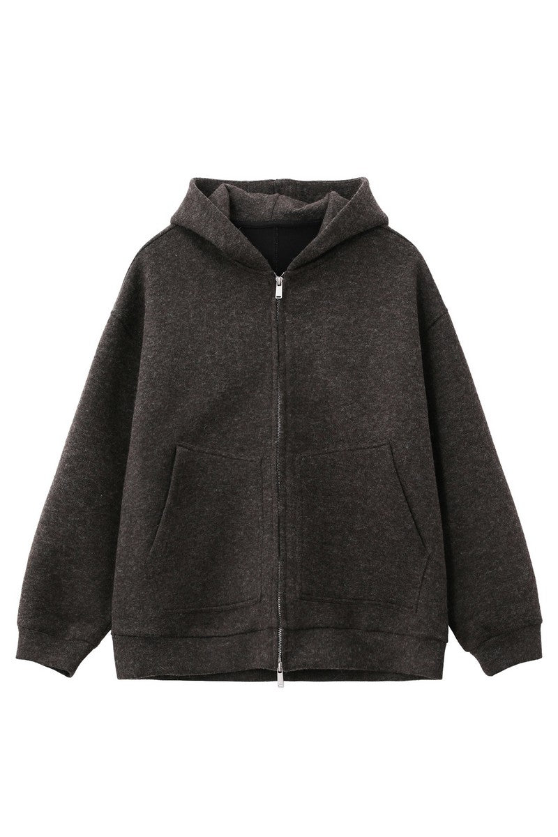 Wool Blend Hooded Cardigan