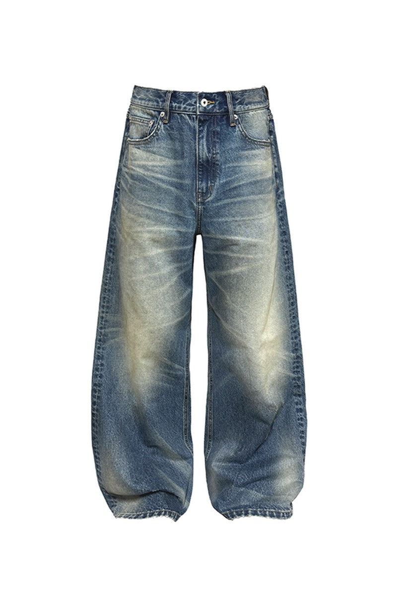Distressed Whisker Washed Jeans