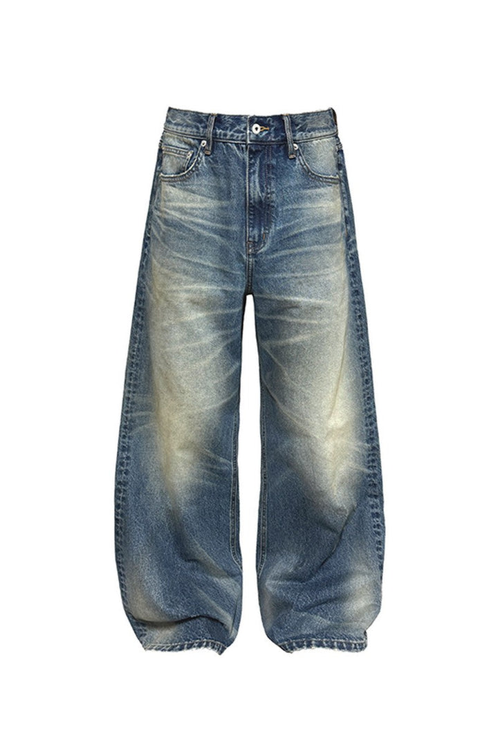 Distressed Whisker Washed Jeans