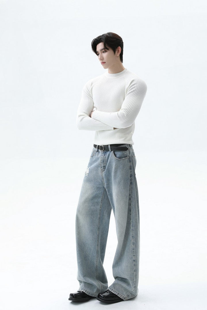 Ribbed Slim Fit Knit Tee