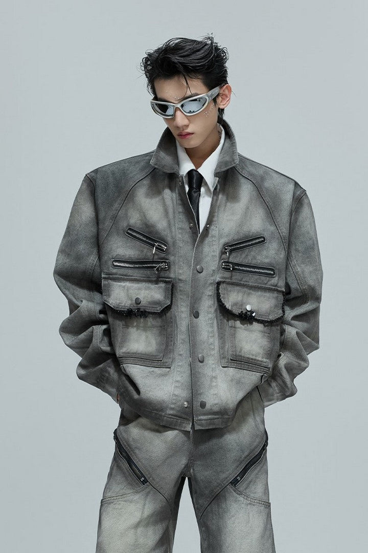 Vintage Cement Grey Denim Jacket
