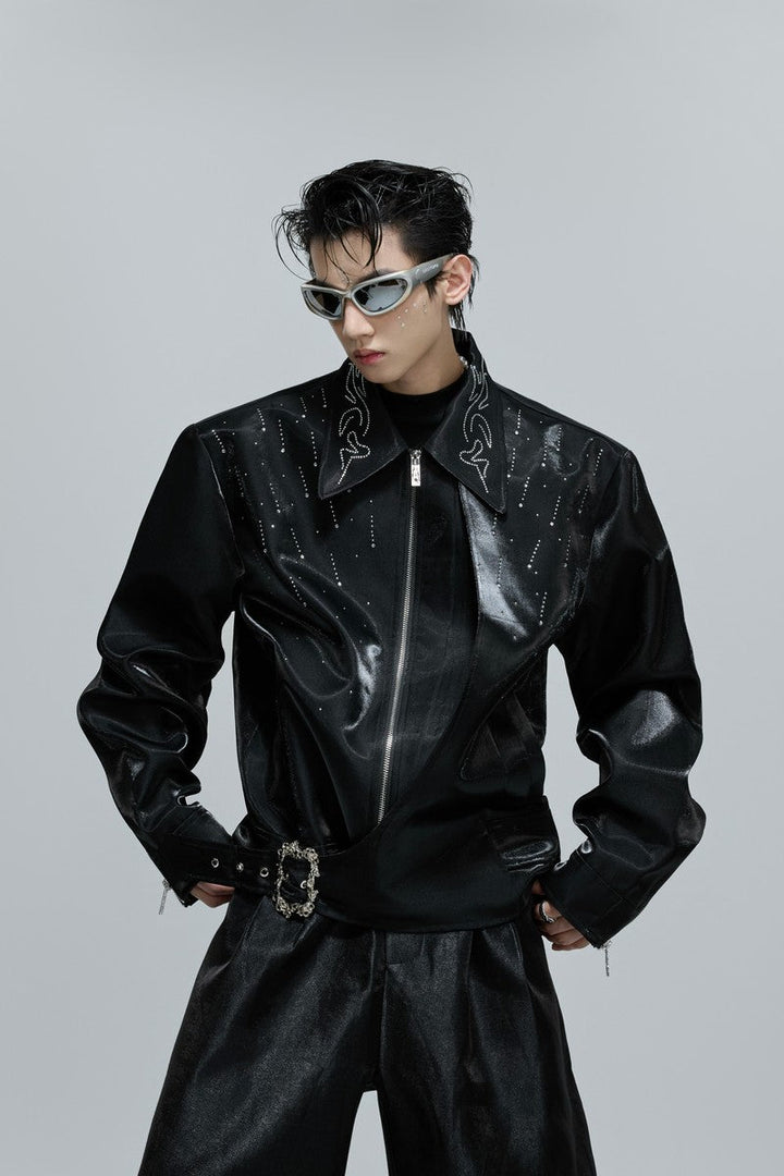 Glossy Layered Rhinestone Jacket