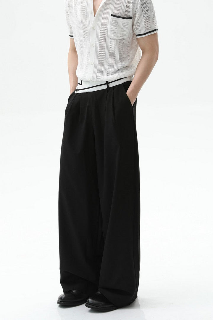 Asymmetrical Waist Pleated Trousers
