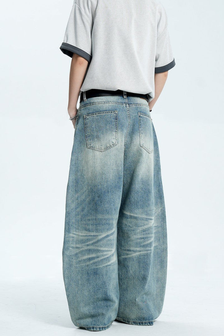 Washed Whisker Blue Jeans