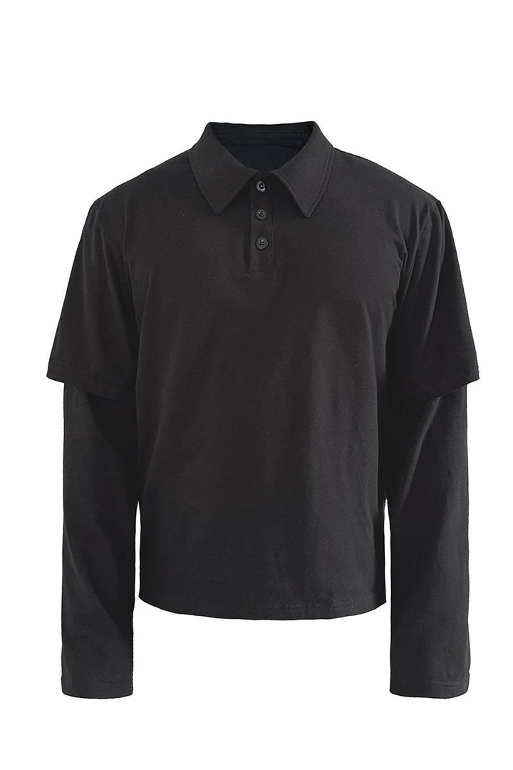 Black Layered Polo Shirt