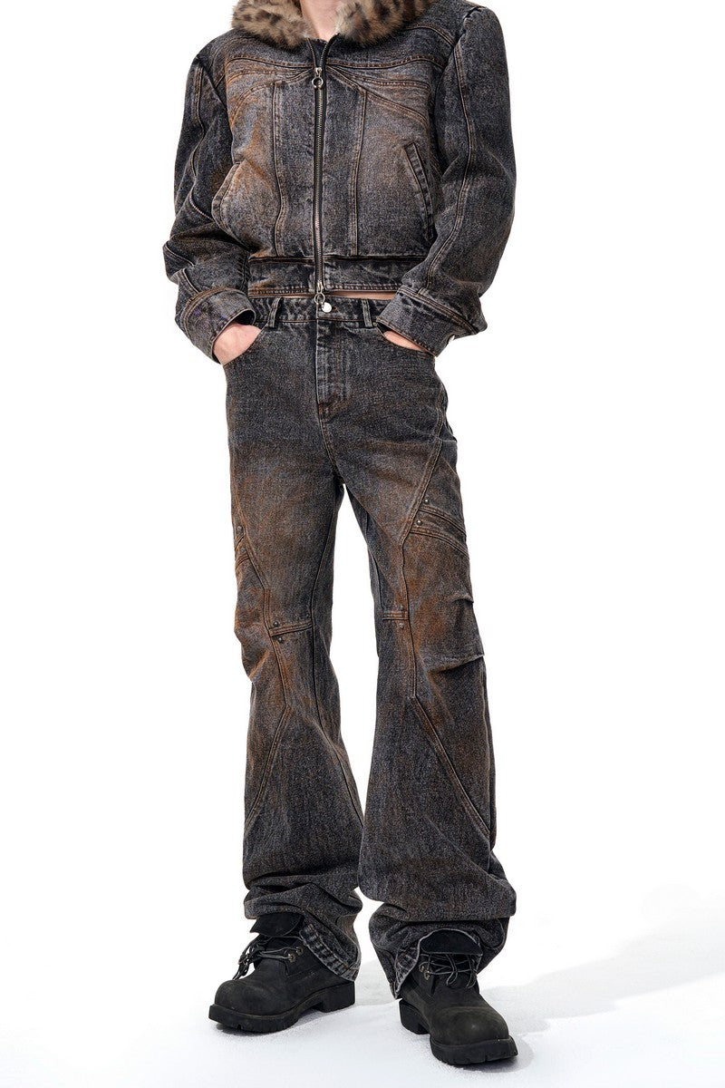 Vintage Washed Deconstructed Jeans