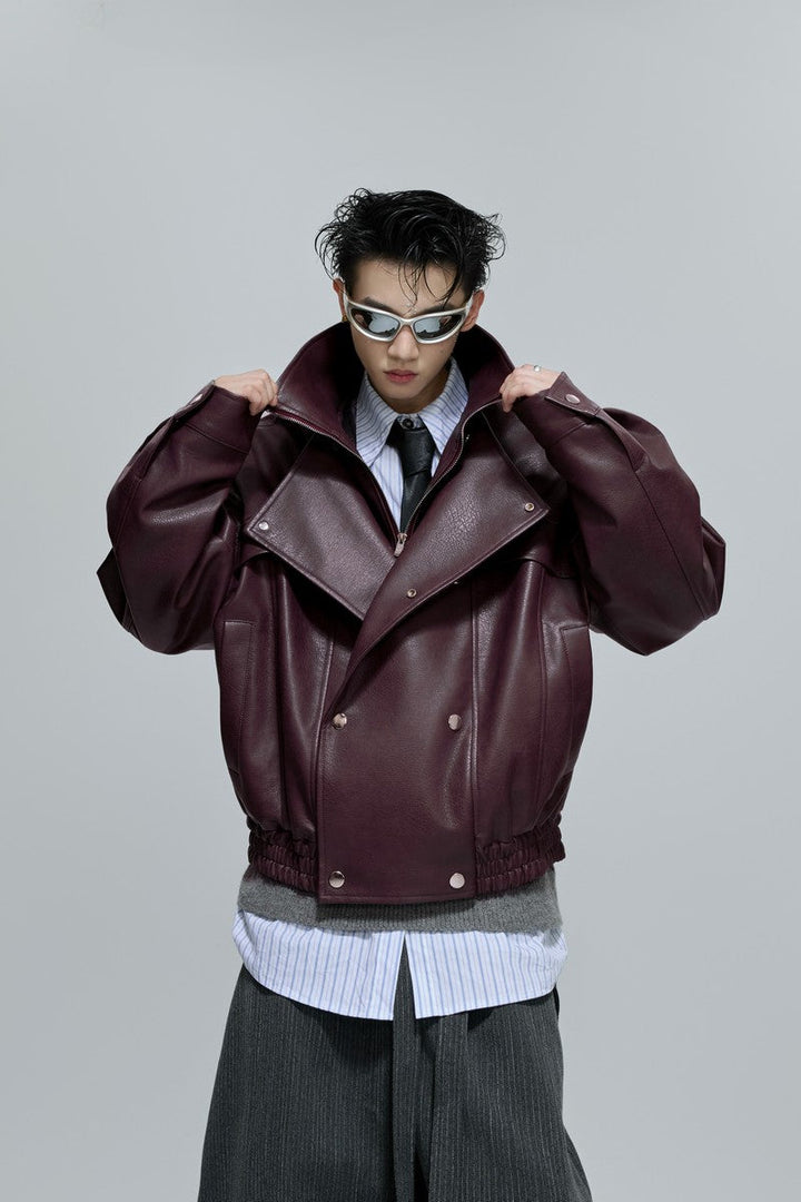 Deconstructed Cropped Faux Leather Jacket