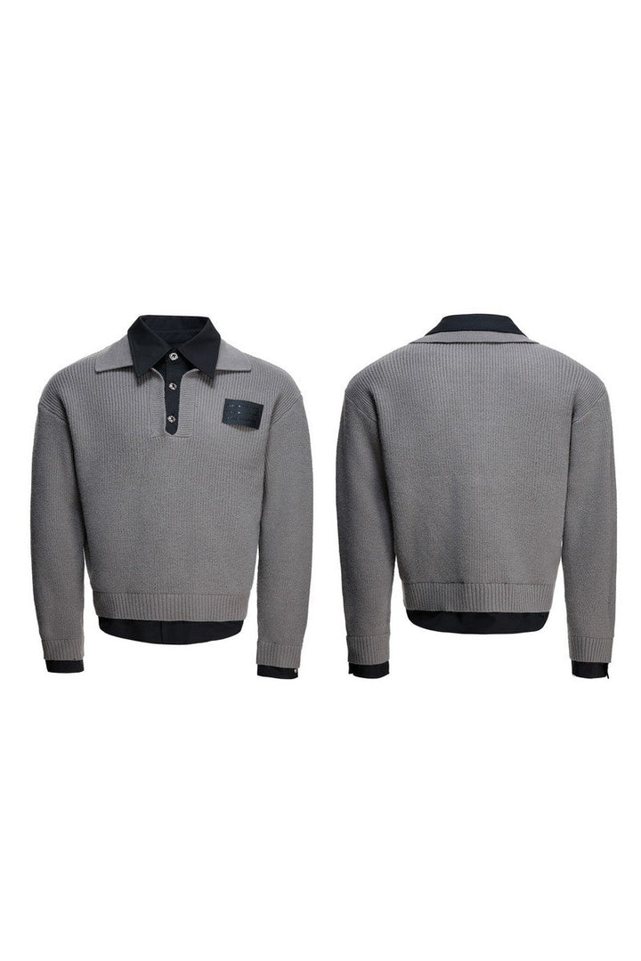 Layered Wool Knit Sweatshirt