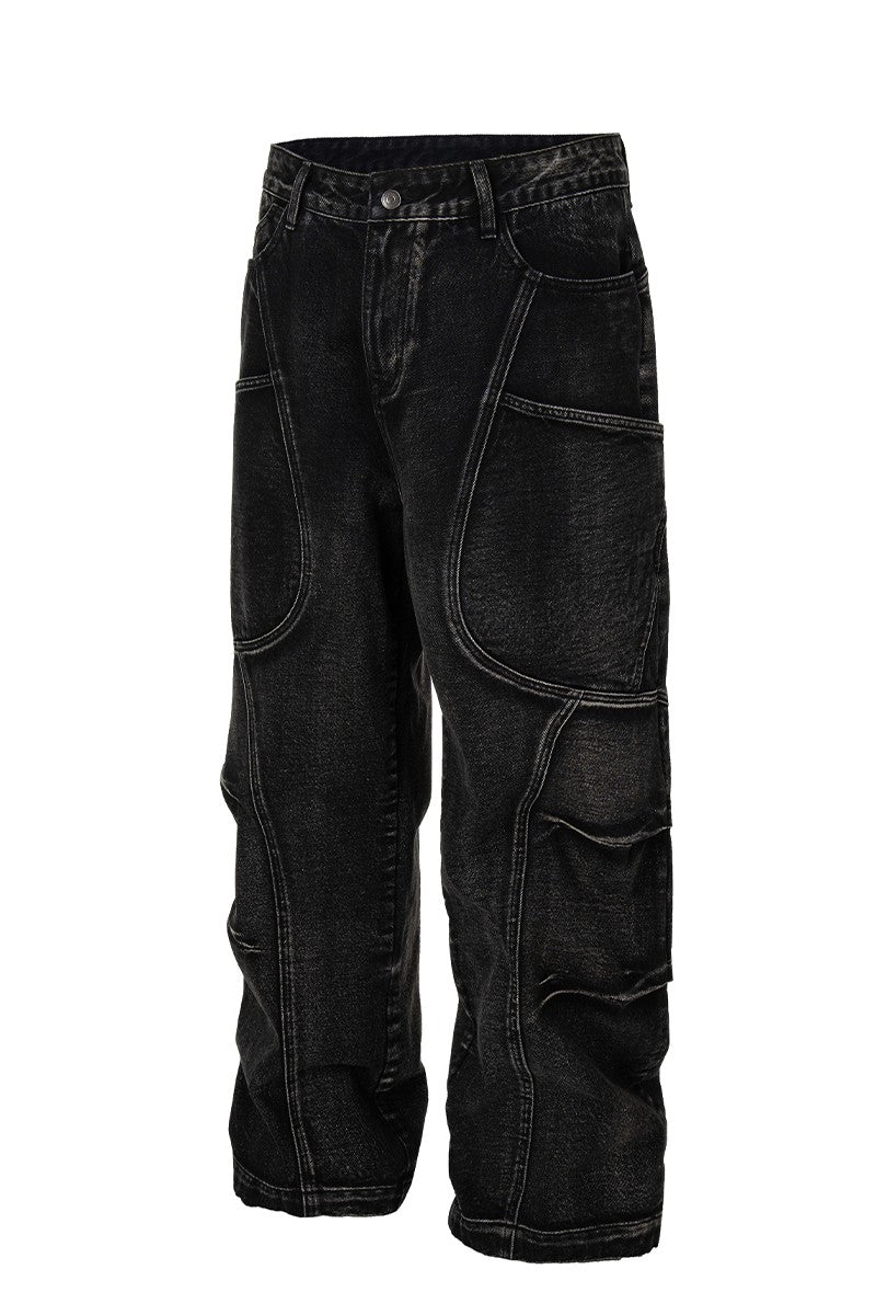 Deconstructed Cargo Denim Jeans