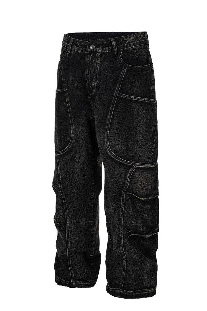 Deconstructed Cargo Denim Jeans