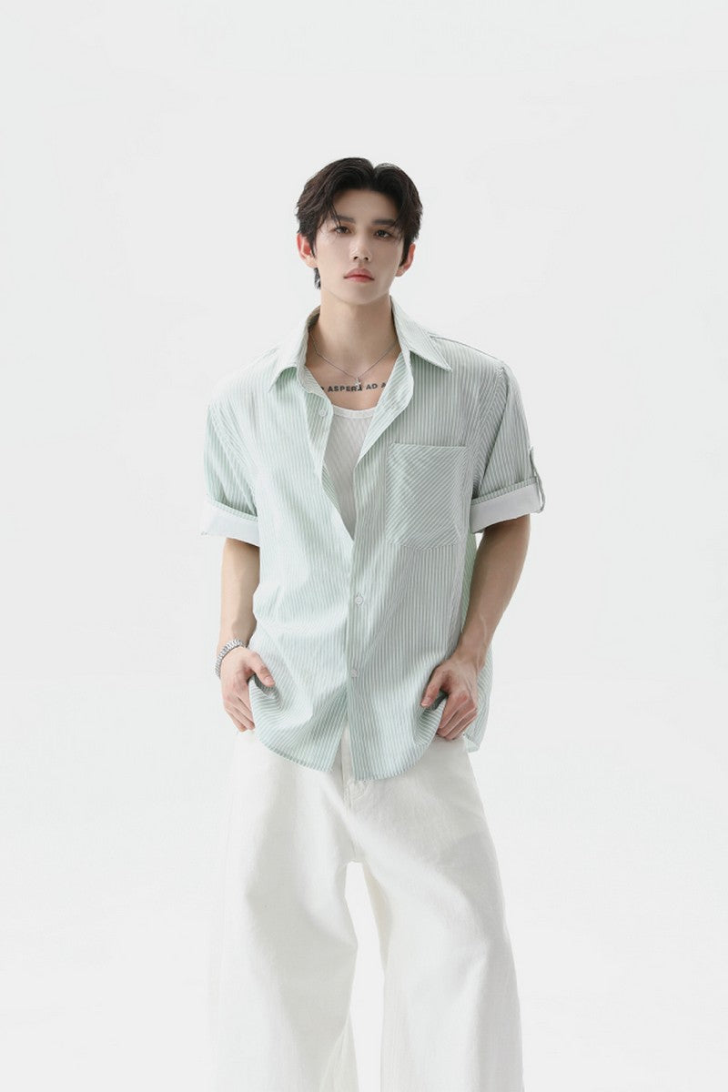 Washed Cotton Striped Shirt