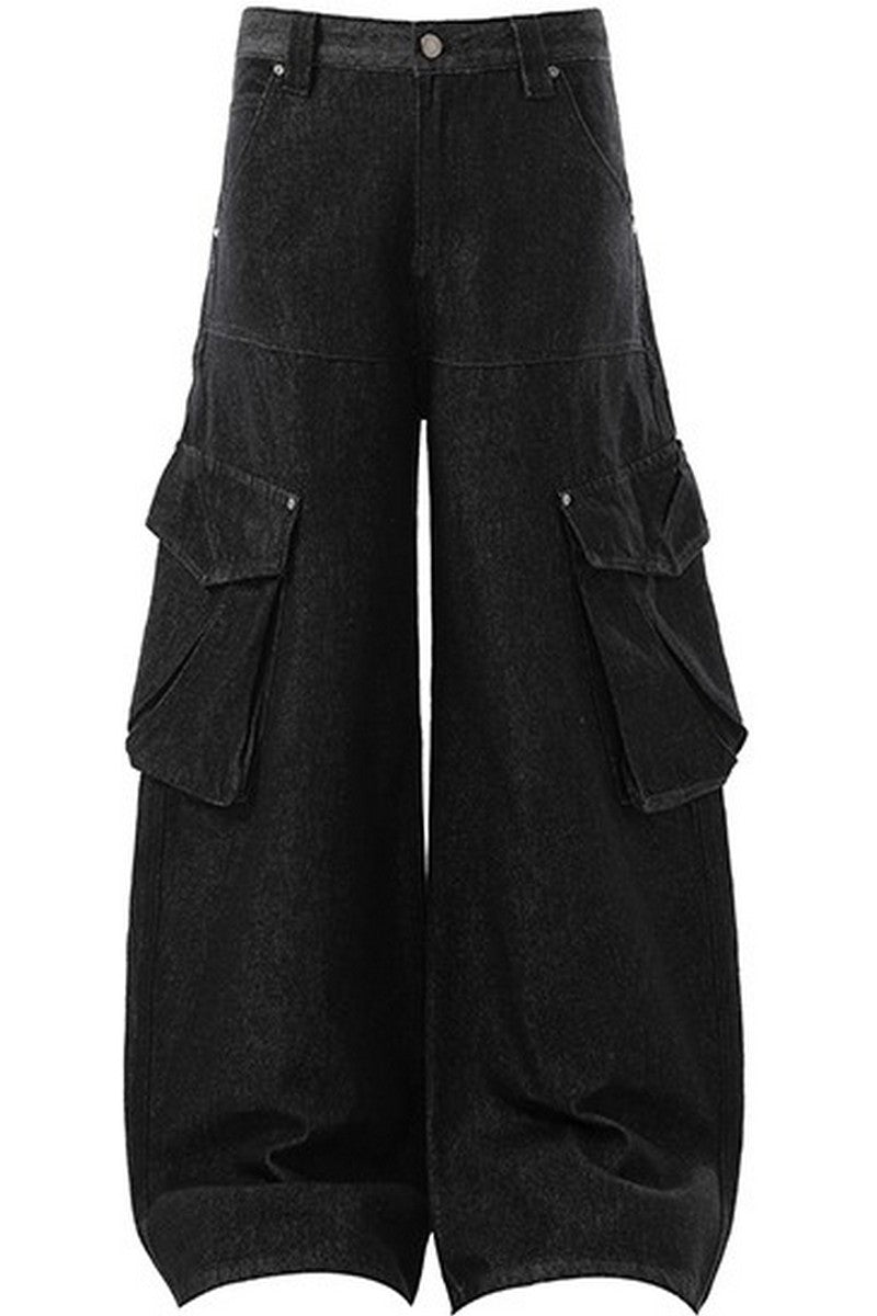 Black Multi Pocket Work Jeans