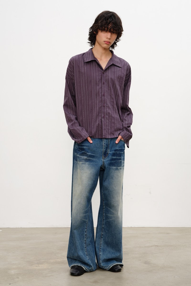 Wave Wash Straight Leg Jeans