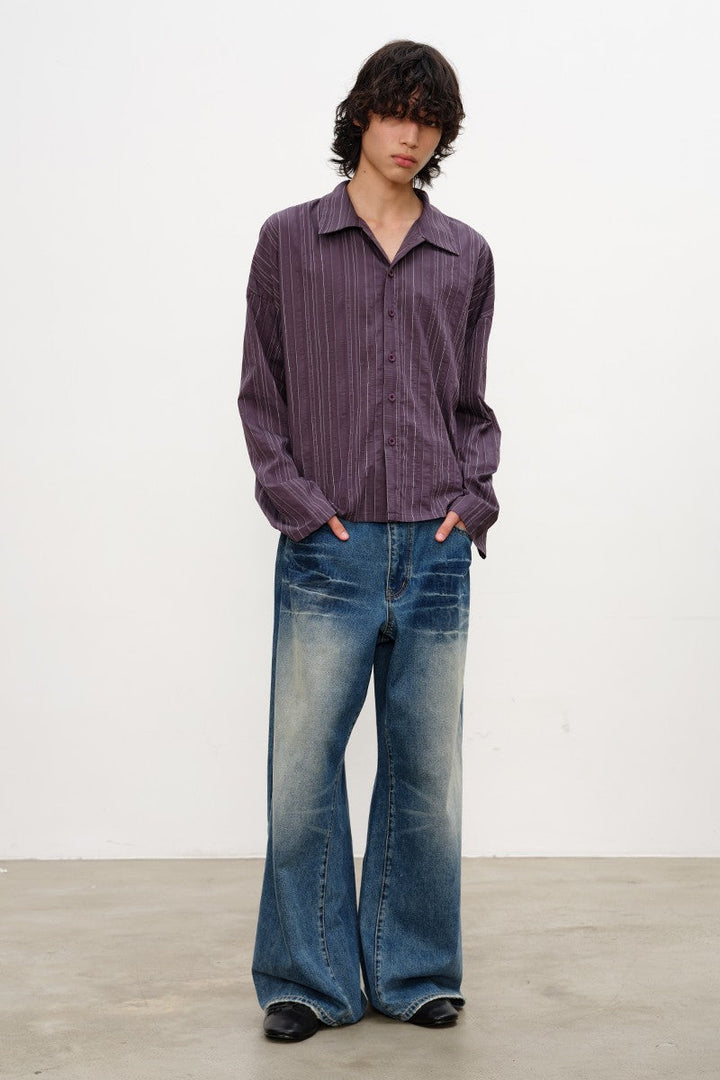 Wave Wash Straight Leg Jeans