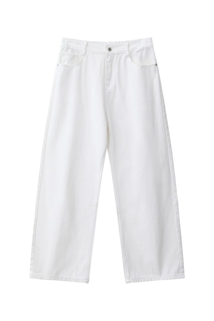 Washed Straight Leg Denim Jeans