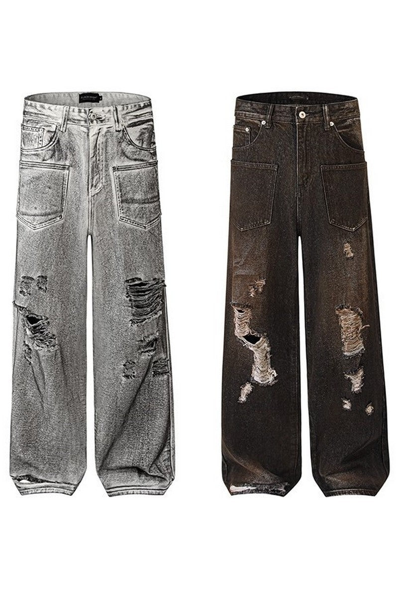 Distressed Washed Street Jeans