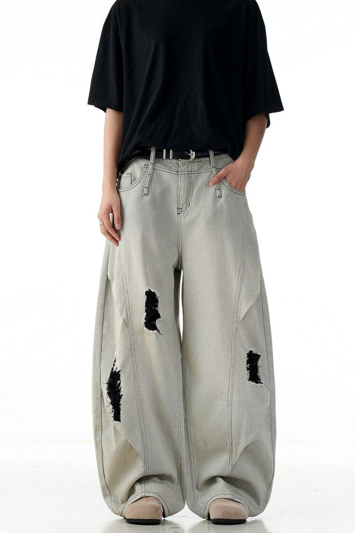 Gray Ripped Blade Jeans