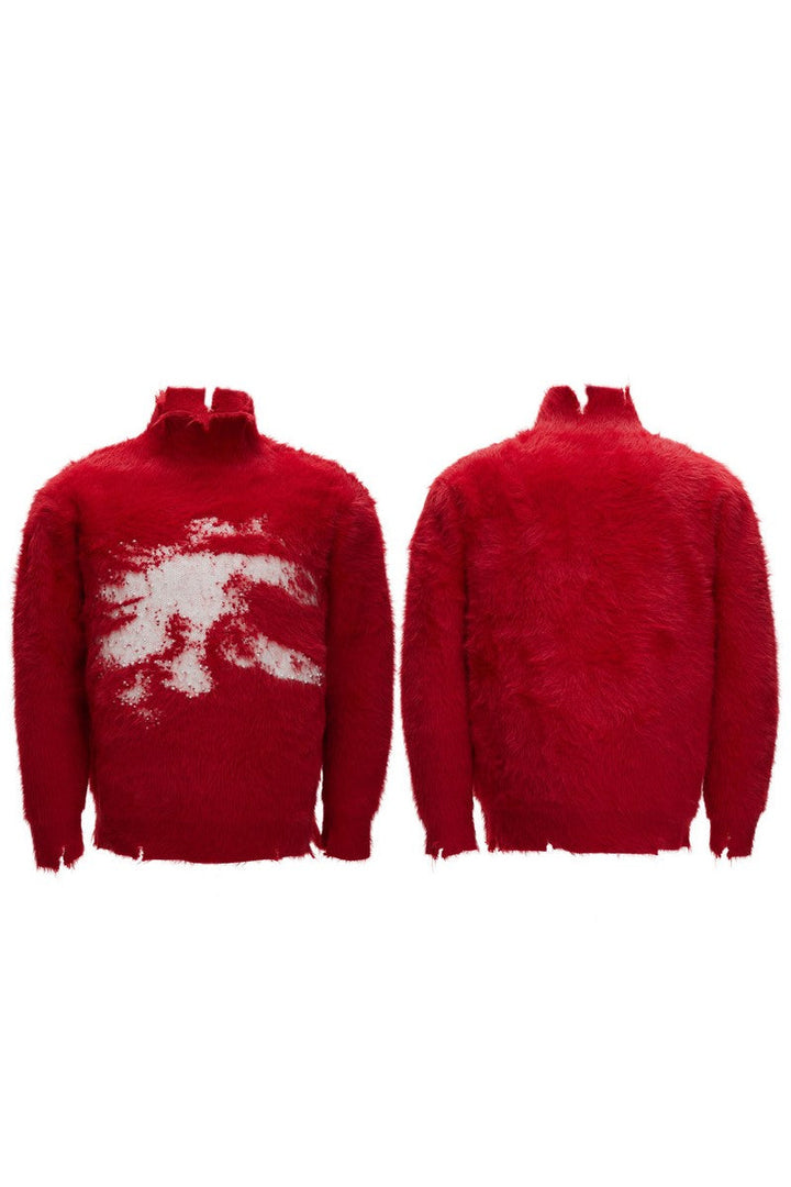 Faux Mink Mock Neck Knit Sweater