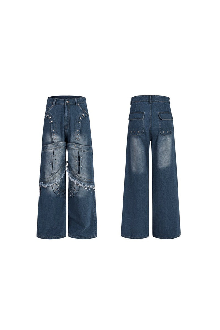 Studded Distressed Washed Jeans