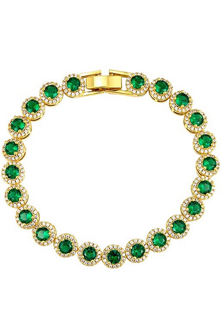 Gold Green Gem Tennis Bracelet