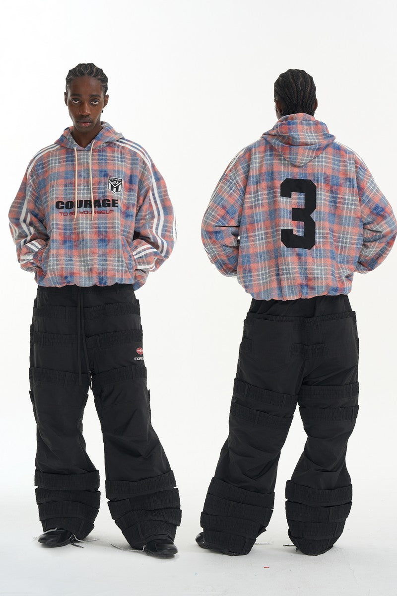 Plaid Panel Pullover Sweatshirt