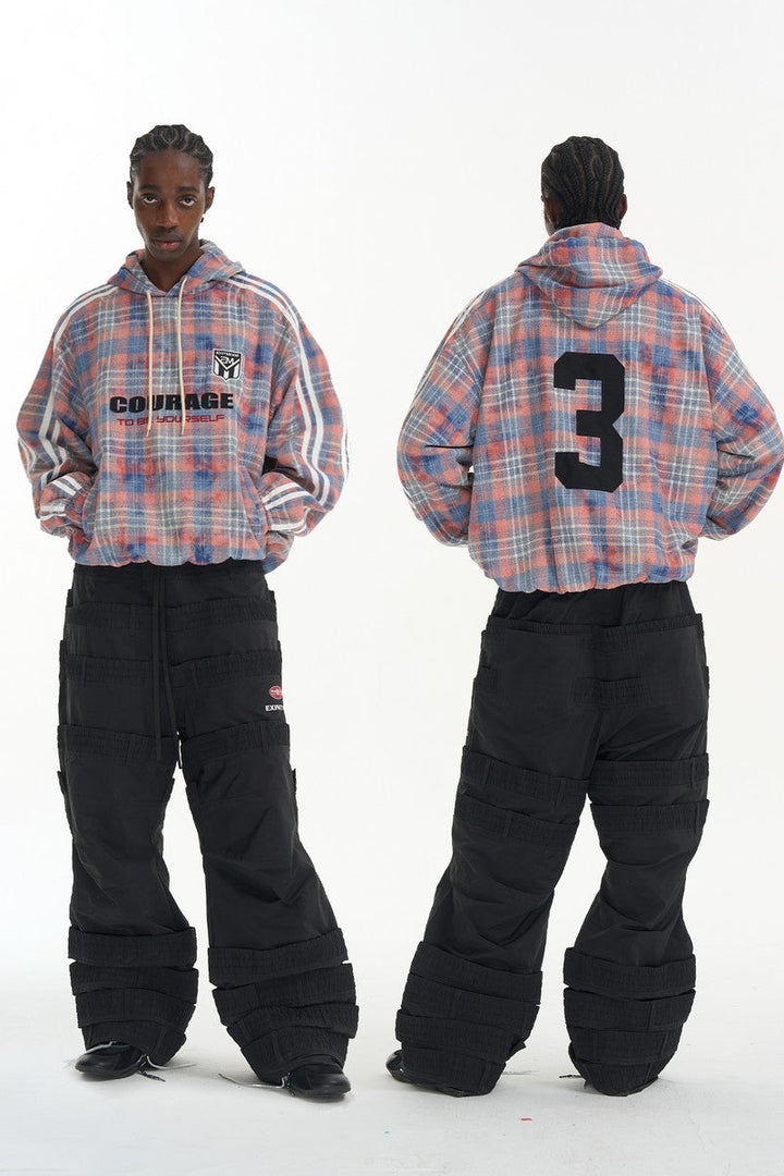 Plaid Panel Pullover Sweatshirt