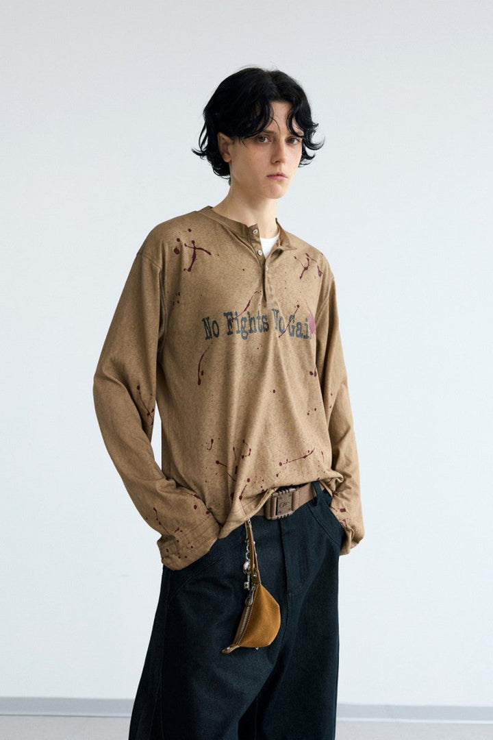Splatter Henley Washed Tee