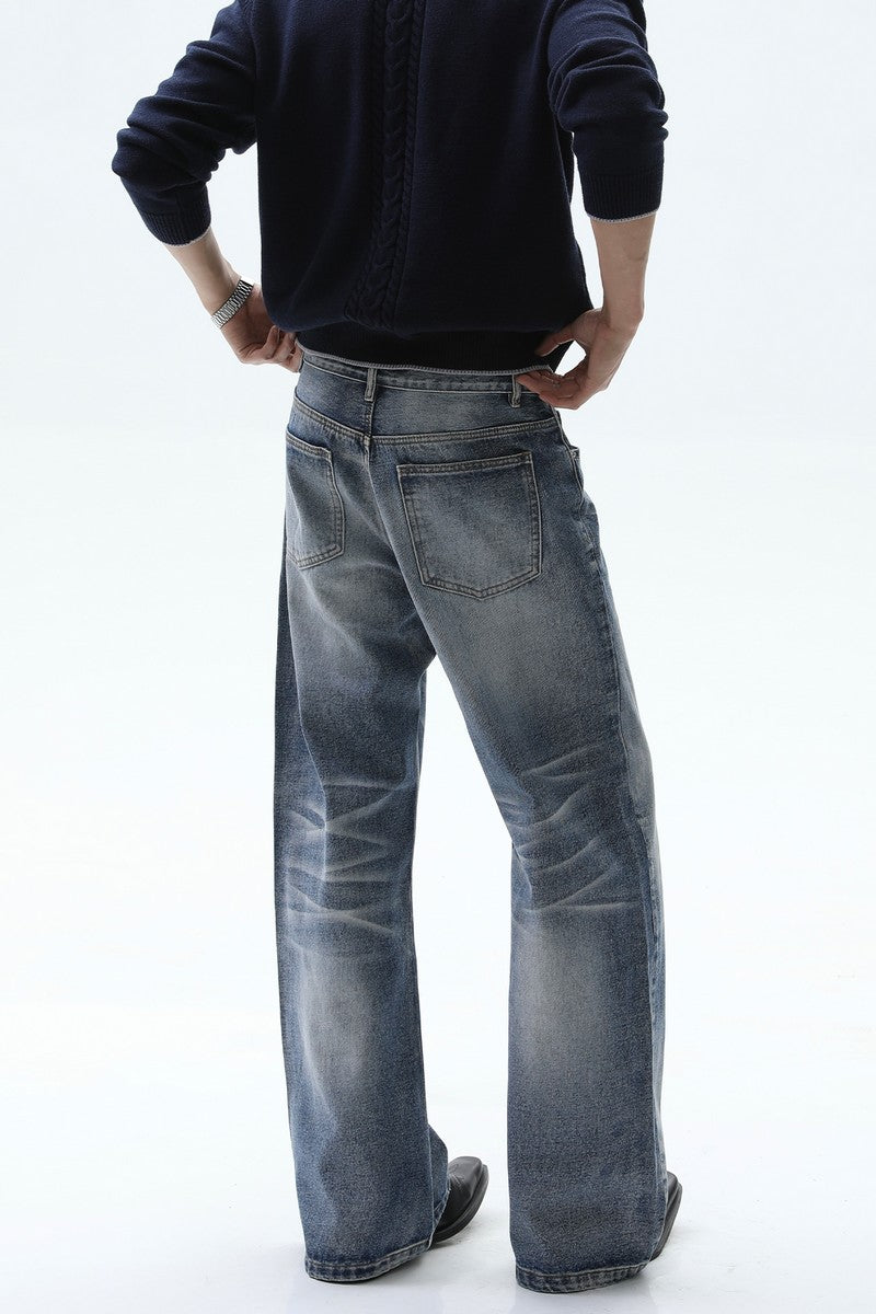 Whisker Wash Button Fly Jeans