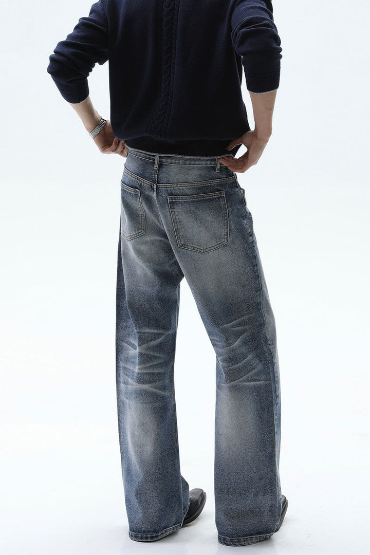 Whisker Wash Button Fly Jeans