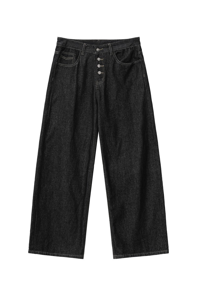 Vintage Button Fly Washed Jeans