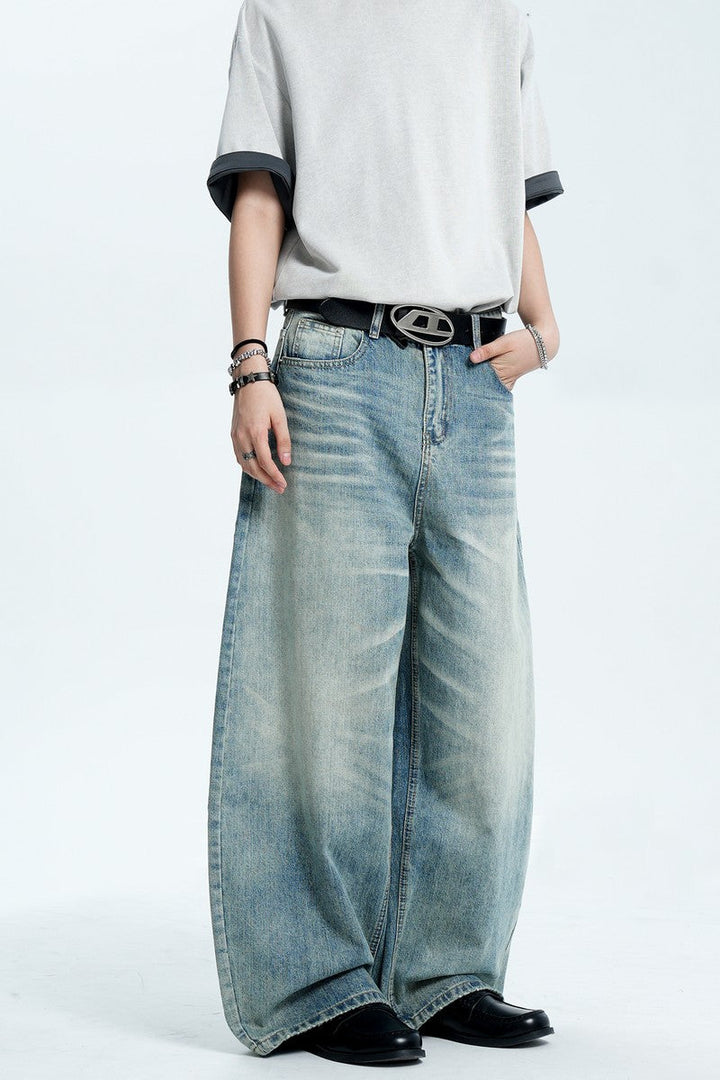 Washed Whisker Blue Jeans