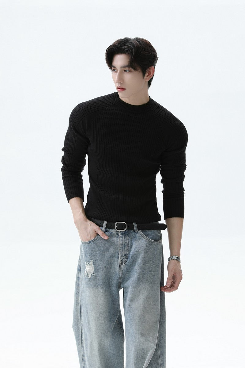 Ribbed Slim Fit Knit Tee