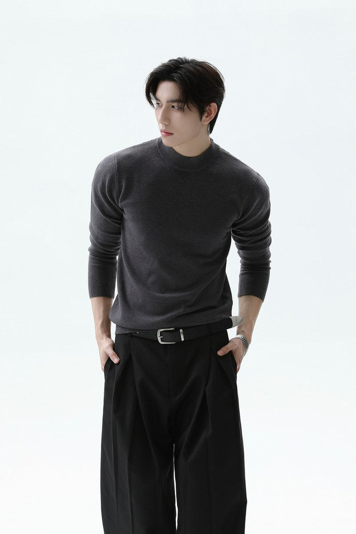 Wool Blend Mock Neck Sweater