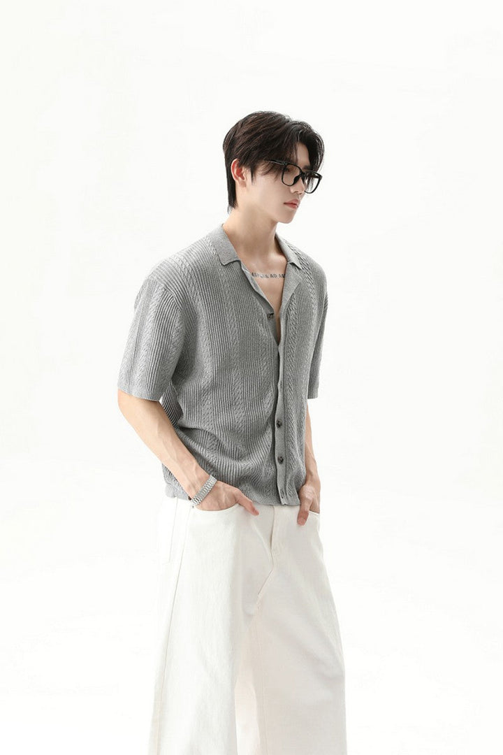 Collared Button Up Knit Cardigan