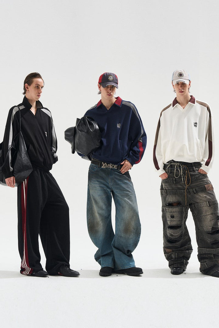 Colorblock Polo Sweatshirt