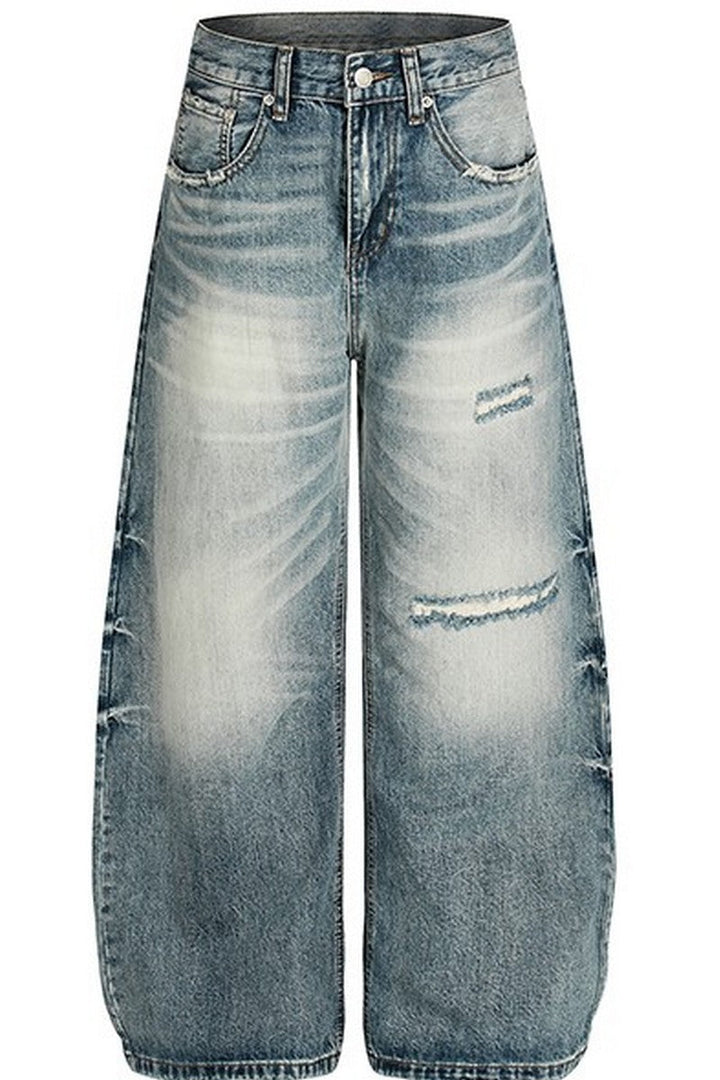 Destroyed Washed Wide Jeans
