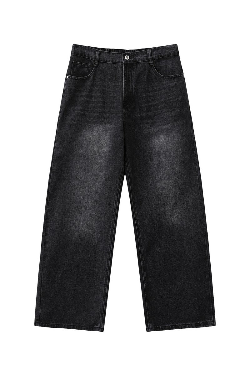 Washed Straight Leg Denim Jeans