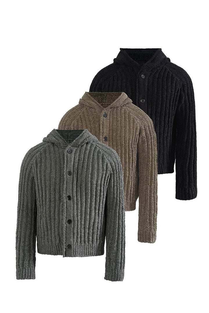 Ribbed Knit Hooded Sweater