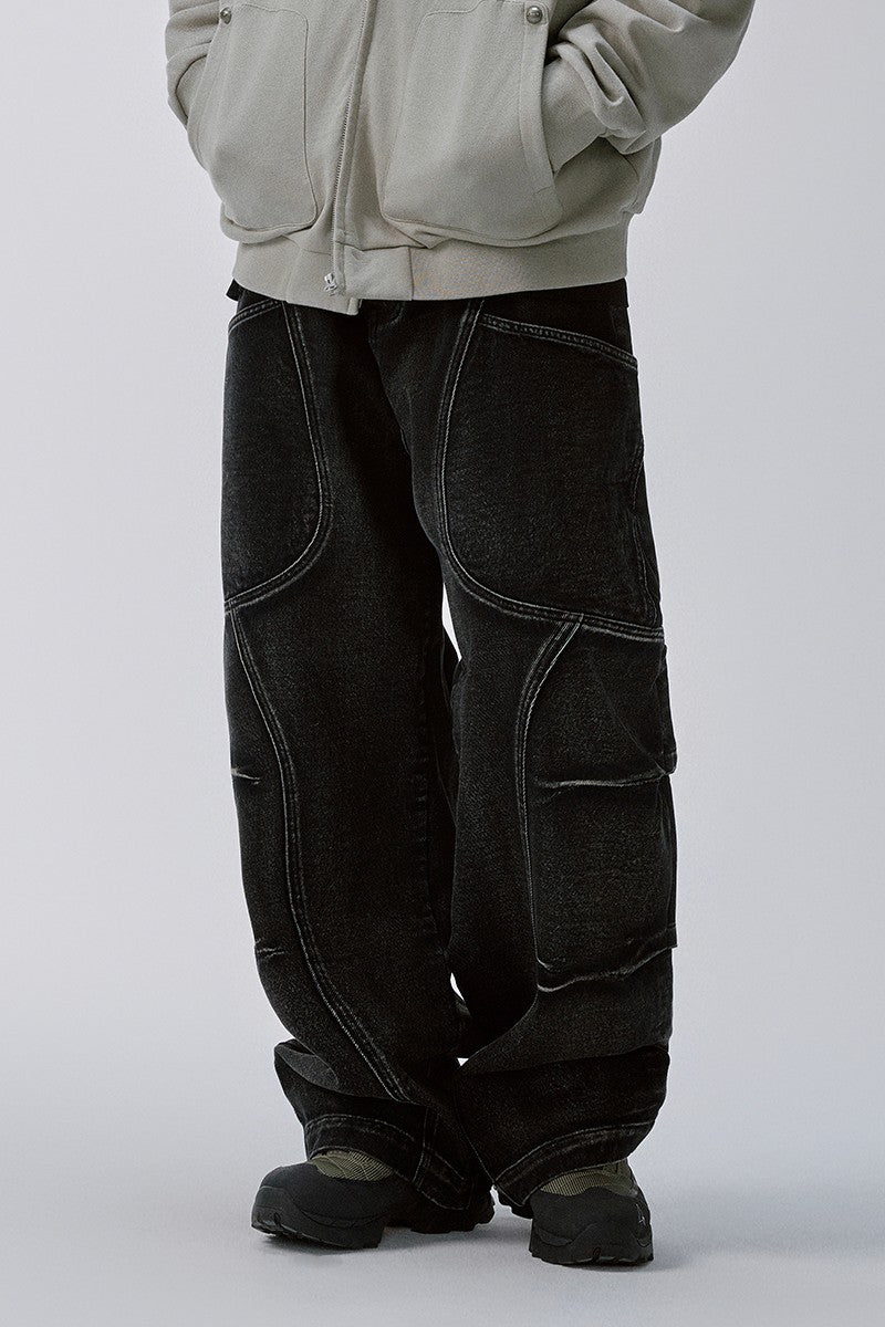 Deconstructed Cargo Denim Jeans