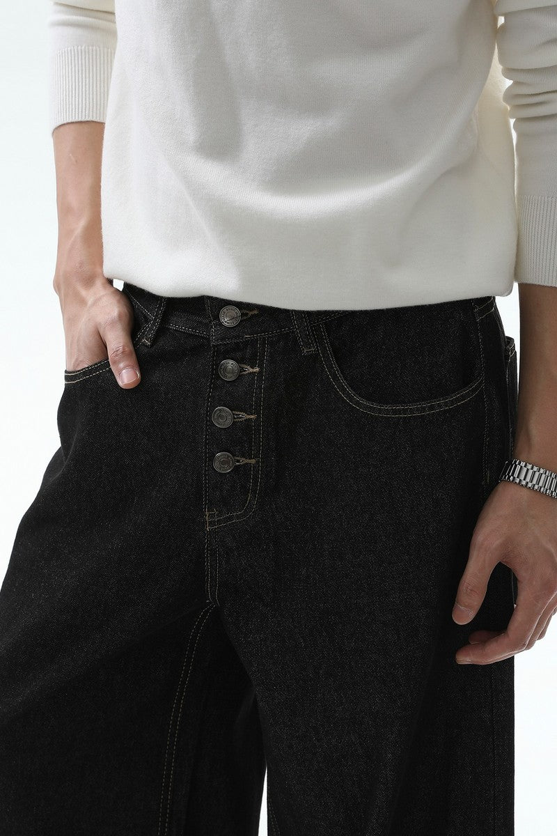 Vintage Button Fly Washed Jeans