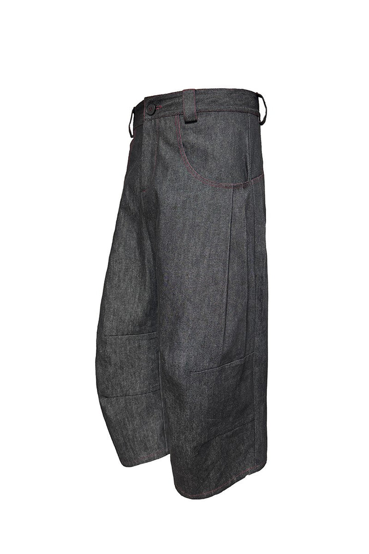 Pleated Raw Denim Jorts