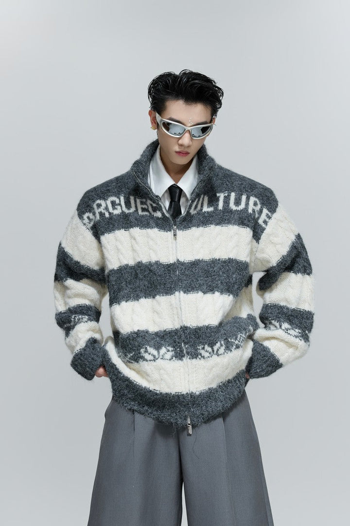 Colorblock Chunky Knit Cardigan