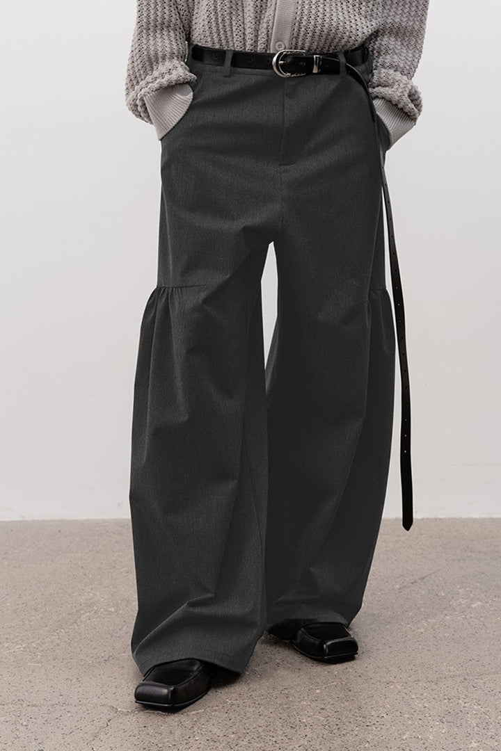 Wool Blend Pleated Trousers