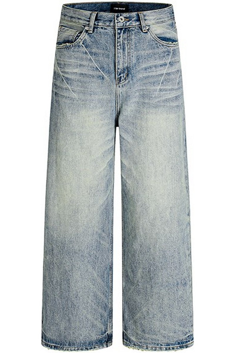 Whiskered Cleanfit Baggy Jeans