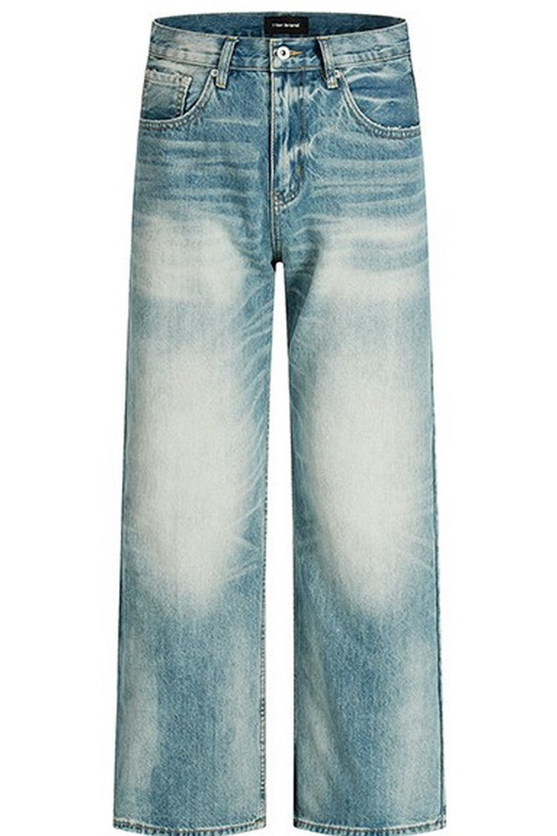 Washed Blue Straight Jeans