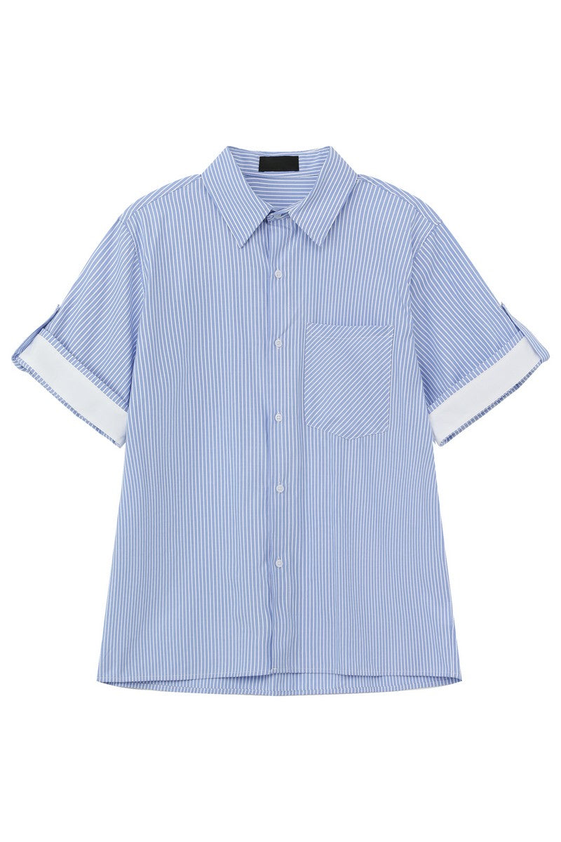 Washed Cotton Striped Shirt