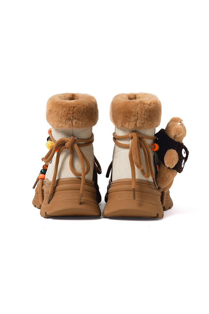 Khaki Chunky Snow Boots