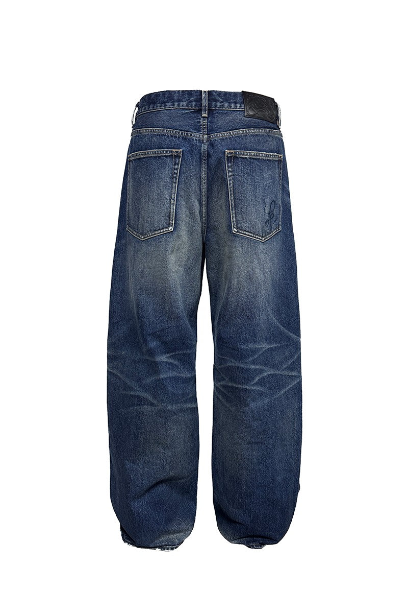 Straight Washed Blue Jeans