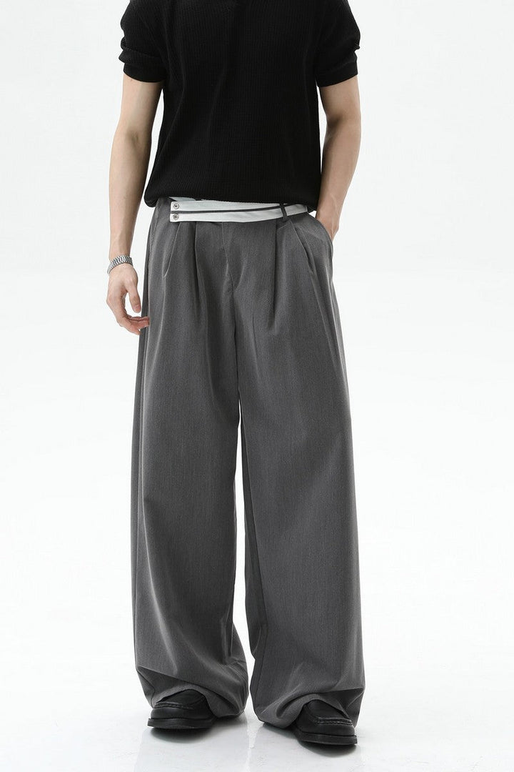 Asymmetrical Waist Pleated Trousers